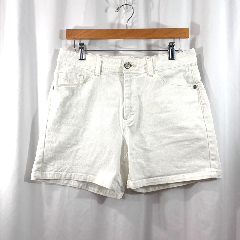 St. John's Bay White Denim Mom Shorts, Mid-Rise, Classic Fit-Size 10